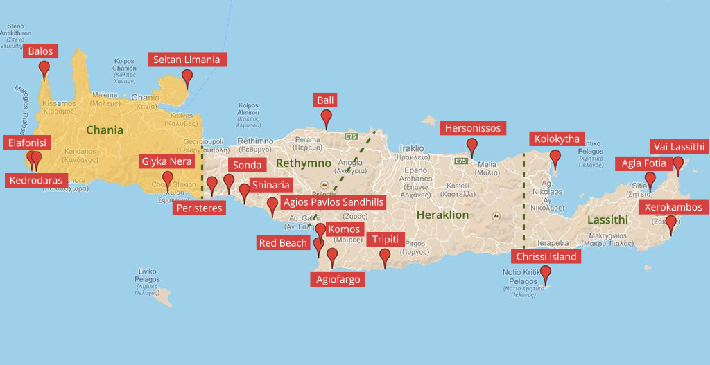 Landkarte der Strände auf Kreta im Regionalbezirk Chania (c) Google Maps - weltvermessen.de Landkarte der Strände auf Kreta im Regionalbezirk Chania - weltvermessen.de