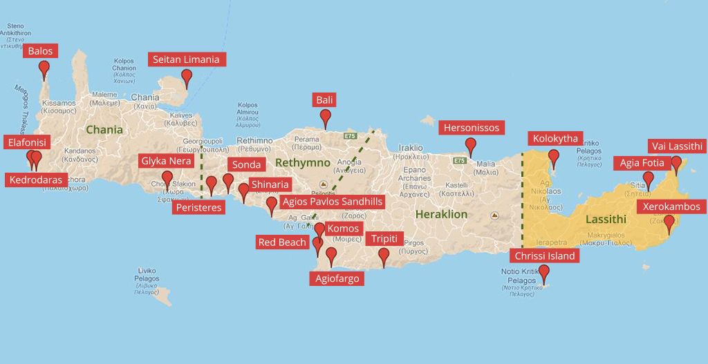 Landkarte der Strände auf Kreta im Regionalbezirk Lassithi (c) Google Maps - weltvermessen.de Landkarte der Strände auf Kreta im Regionalbezirk Lassithi - weltvermessen.de